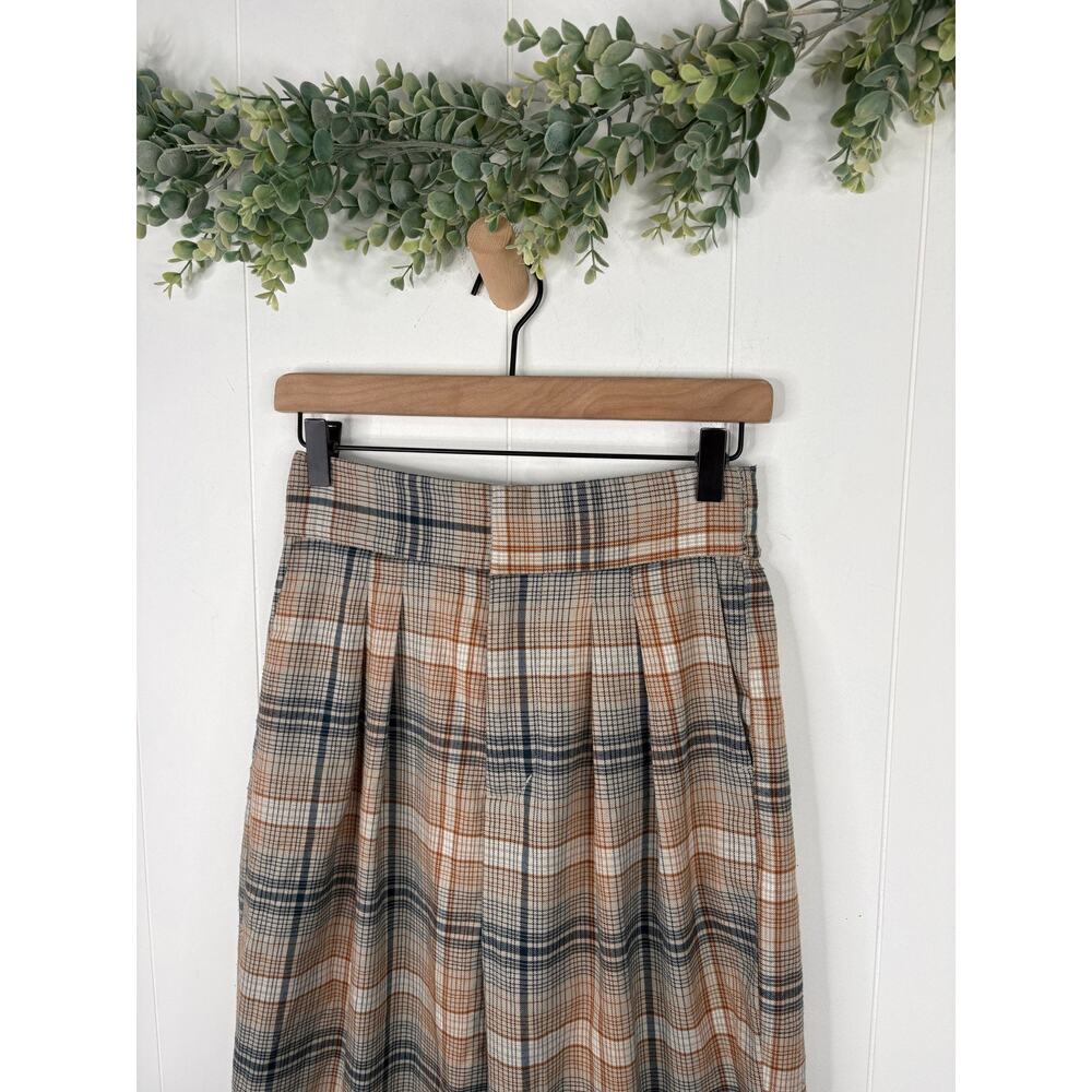 ✨2/$30✨ Urban Outfitters Paige Yellow Plaid High Rise Crop Pants Small Pleated - Picture 4 of 8